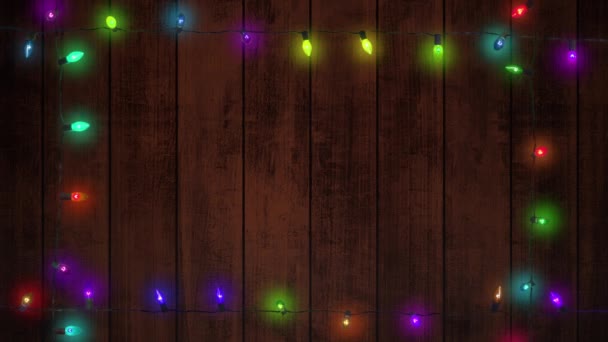 Decoration Christmas Lights Wooden Table — Stockvideo