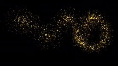 Golden glittering dust particle trail travelling across screen