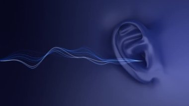 Human ear listening to sound waves