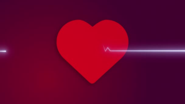 World Health Day Neon Line Heart Beat Loop — Stockvideo