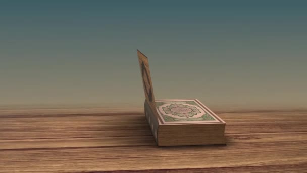 Libro Sagrado Islámico Con Partículas Luz Mágicas — Vídeo de stock