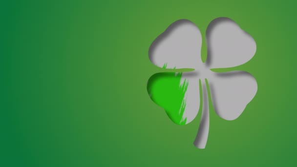 Irish Flag Four Leaf Clover Saint Patrick Day Concept — Vídeo de Stock