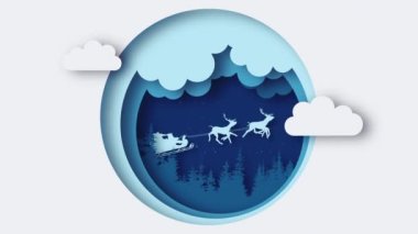 Gökyüzünde kızağı olan Noel Baba