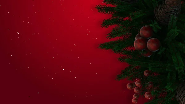 Christmas Wreath Rotating Snowfall Copy Space — Zdjęcie stockowe