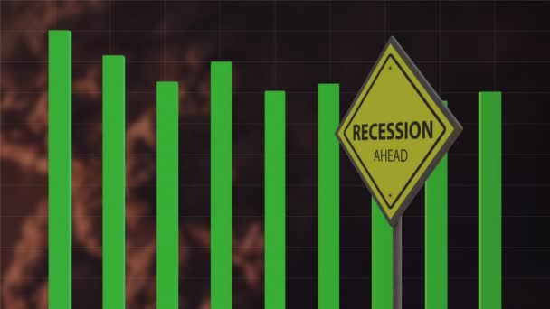 Recession Ahead Warning Symbol Graph — Stock Video