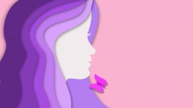Paper cutout woman and butterfly animation, International Women's Day concept
