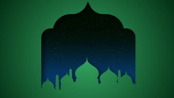 Луна Мечеть Фоне Рамадана Карим Айд Мубарак — стоковое видео