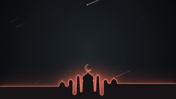 Ramadan Kareem Eid Mubarak Mosque Moon Comet — Stockvideo