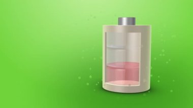 Ecofriendly Lithium ion battery charging animation with green leaf symbol