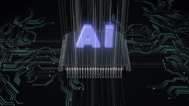 Computer mother board chip with AI concept