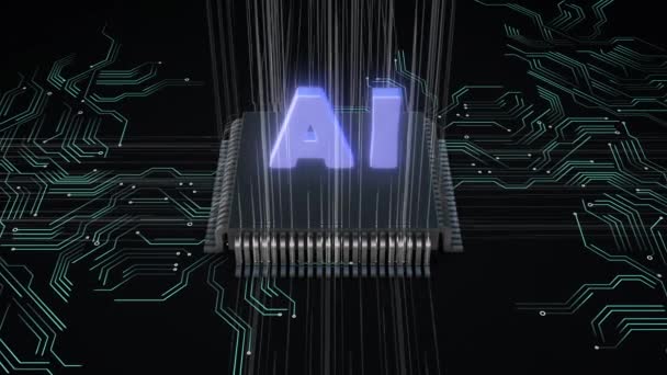 Aiコンセプトのコンピュータマザーボードチップ — ストック動画