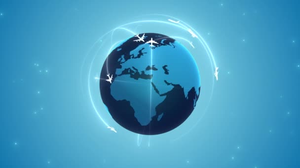 Travel Concept Airplane Flying Earth — Vídeo de Stock