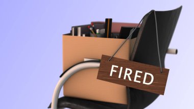 Kovuldun. İçinde ofis eşyaları olan bir iş koltuğu.