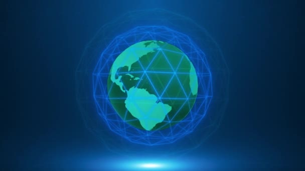 Grade Plexo Digital Sobre Superfície Planeta Terra Futurista — Vídeo de Stock