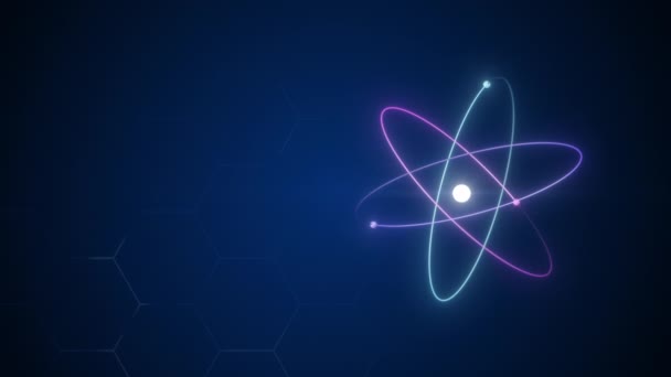 Dengesiz Atom Çekirdeği Etrafında Dönen Elektronlar Teknoloji Arkaplanı — Stok video