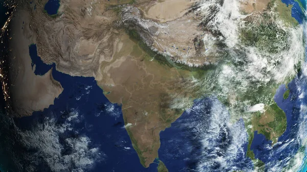 Vedere Prin Satelit Pământului Zoom India Din Spațiu — Fotografie, imagine de stoc