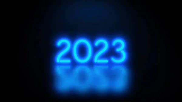 Новым 2023 Годом Неон Темном Фоне — стоковое фото