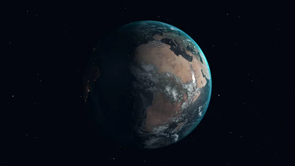 Earth rotating on starry background
