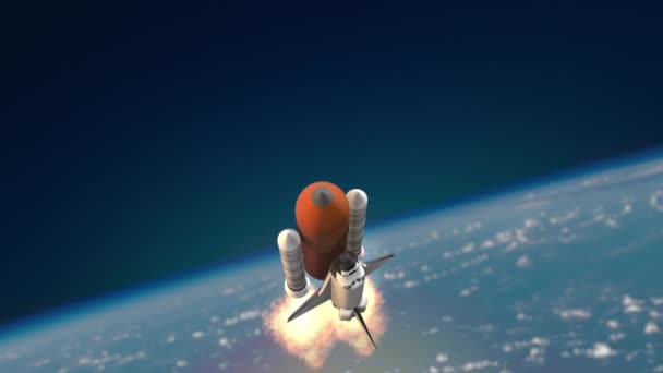 Space Shuttle Travelling Space — Stock Video