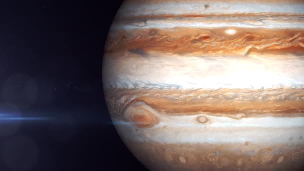 Primer Plano Del Planeta Júpiter Espacio Girando — Vídeo de stock