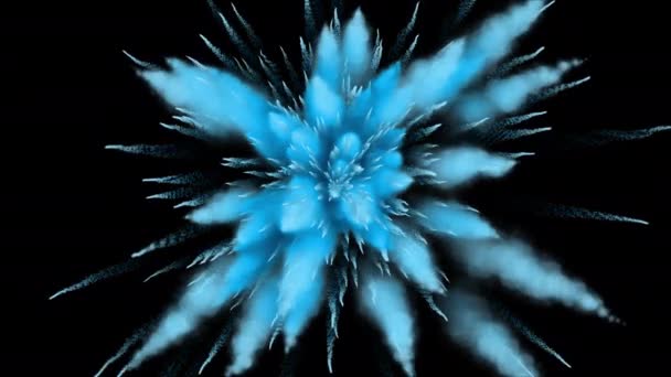 蓝色粉末在黑色背景上爆炸 — 图库视频影像
