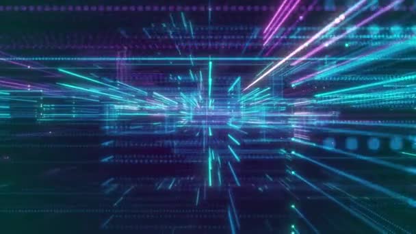 Digitale Cyberruimte Met Deeltjes Big Data Stream Network Connections Loop — Stockvideo