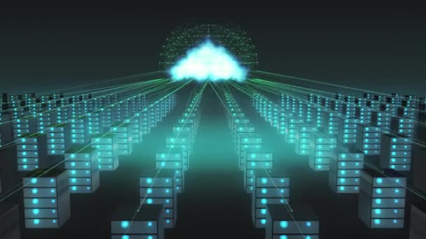 Tehnologia Cloud Computing Conceptul Transfer Date Online — Videoclip de stoc