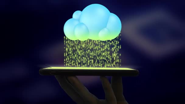 Cloud Computing Technologie Und Online Datenübertragungskonzept — Stockvideo