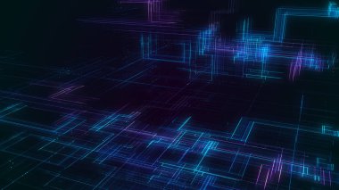 Parçacıkları ve Büyük Veri Ağı Bağlantılarıyla Sayısal Siber Ağ.