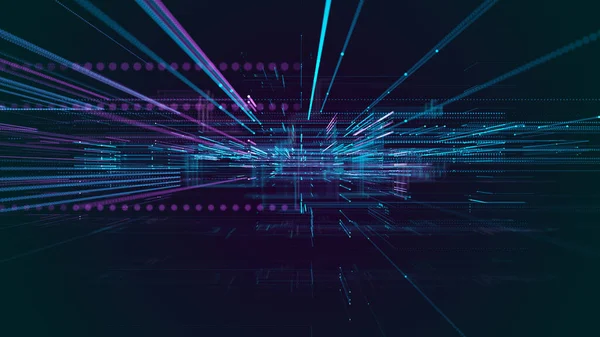 Digitale Cyberruimte Met Deeltjes Big Data Stream Netwerkverbindingen — Stockfoto