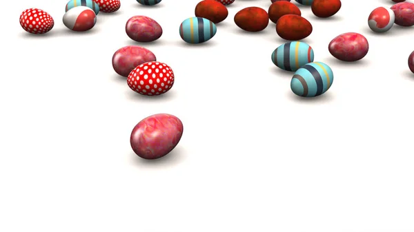 Цветные Пасхальные Яйца Катятся Склону — стоковое фото