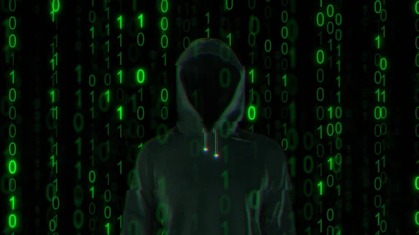 Хакер Компьютерной Сети Двоичным Кодом — стоковое фото