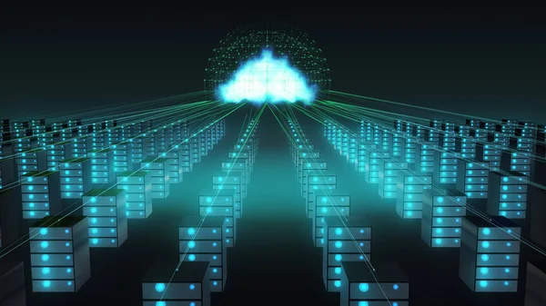 Cloud Computing Technologie Online Data Overdracht Concept — Stockfoto