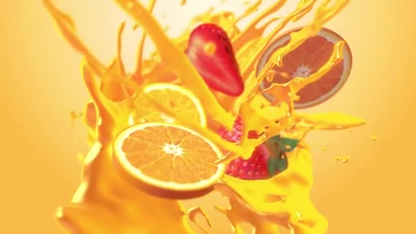 Tropical Fruit Juice Splash Background — Stock Video