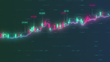 Borsa veya ticaret grafiği ve şamdanlar yükselen bir eğilimi gösteriyor