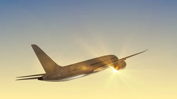 Самолет Пассажира Закате — стоковое фото