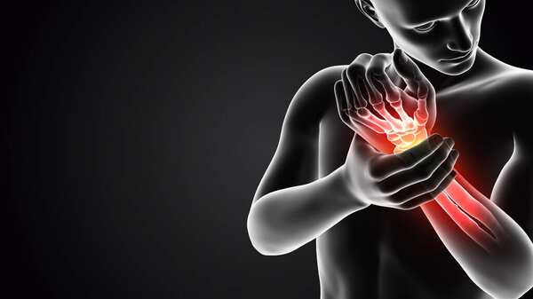 Человек с болью в запястье