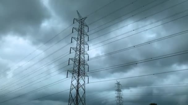 Transmisión Electricidad Torre Pilón Acero — Vídeo de stock