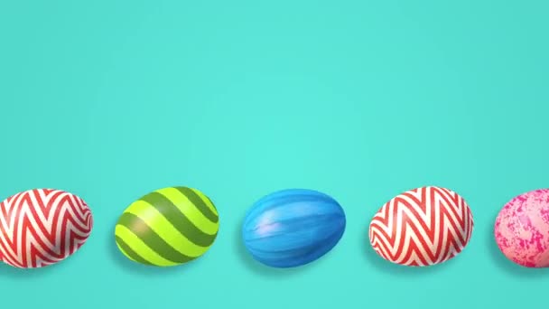 Wielkanocne Kolorowe Jajka Toczące Się Jednym Kierunku Koncepcja Obchodów Wielkanocy — Wideo stockowe