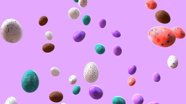 Huevos Pascua Vibrantes Coloridos Dispersos —  Fotos de Stock