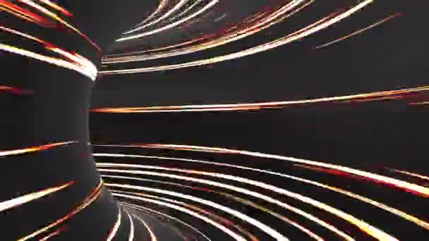 Абстрактні Неонові Вогні Проходять Через Тунель Високошвидкісною Безшовною Петлею — стокове відео