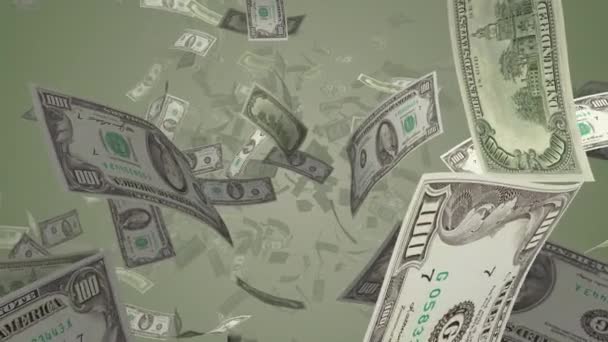 Dolarové Bankovky Padají Zpomaleně — Stock video
