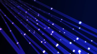 Parlak ışık ile veri aktaran soyut optik fiber çizgiler