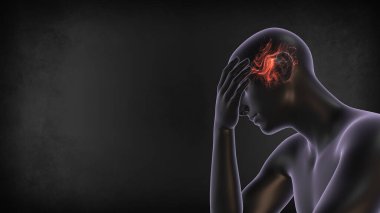 Stres, endişe ve depresyon kavramı. Zihnimde karanlık düşünceler dolaşıyor.