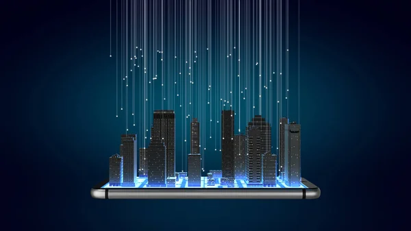 Jövő Intelligens Vezeték Nélküli Digitális Városának Koncepciója — Stock Fotó