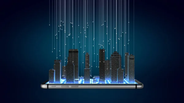 Jövő Intelligens Vezeték Nélküli Digitális Városának Koncepciója — Stock Fotó