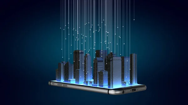Konzept Der Zukünftigen Intelligenten Drahtlosen Digitalen Stadt — Stockfoto