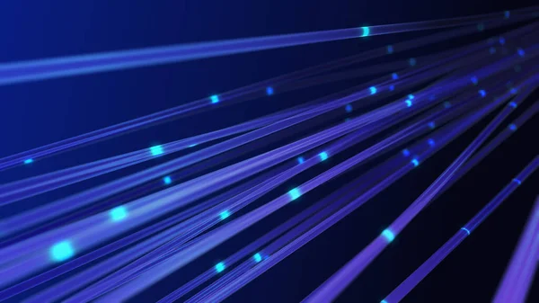 Optical fiber lines transmitting data with bright light