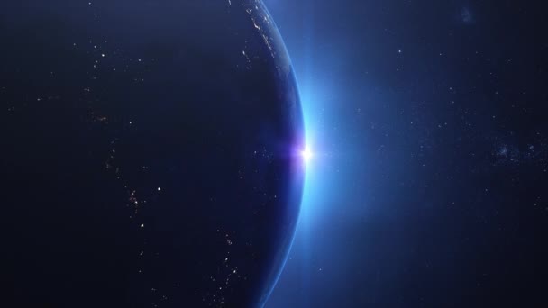 Tierra Desde Espacio Exterior Girando Mostrando Transición Noche Día — Vídeo de stock