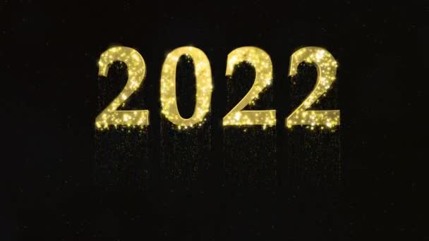 Altın Parçacıklarıyla Mutlu Yıllar 2022 — Stok video